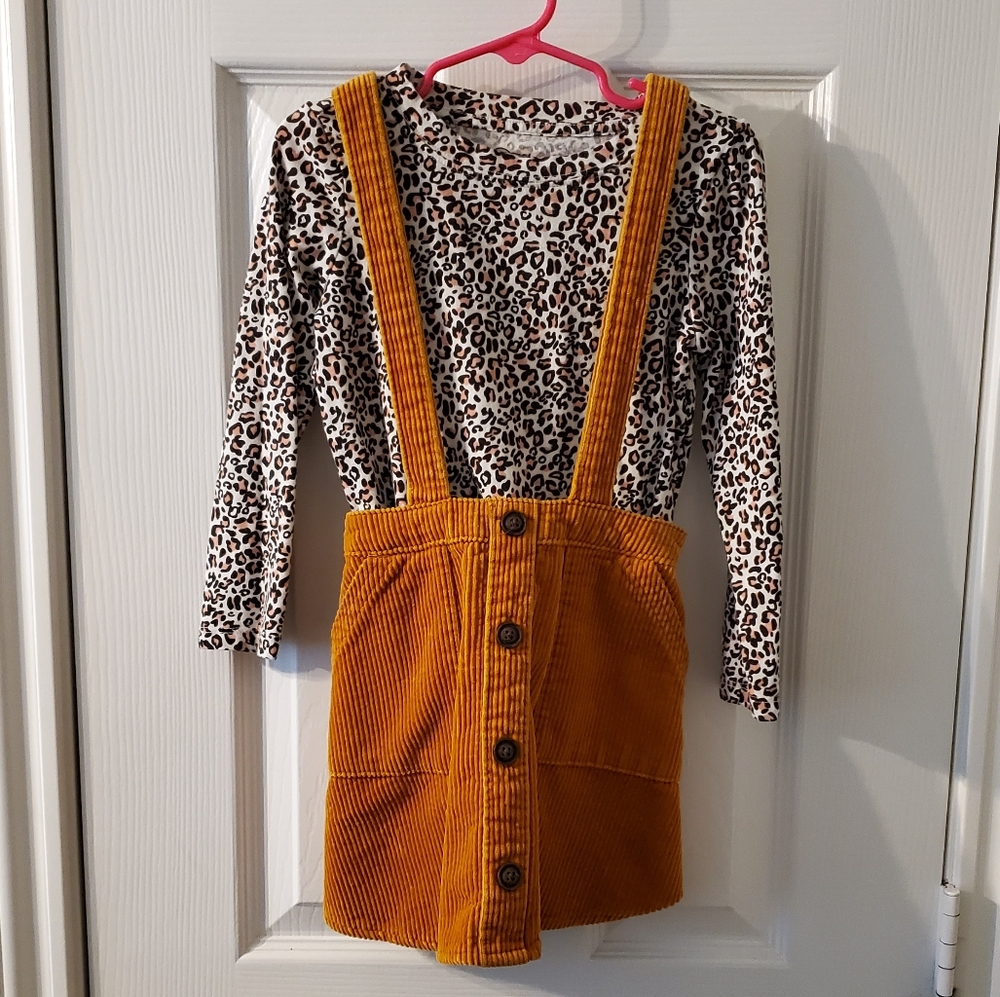 Girls 4t Leopard Overall Set
